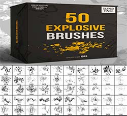 PS笔刷－50个高清的水柱/冰块/流体效果：50 Explosion Brushes